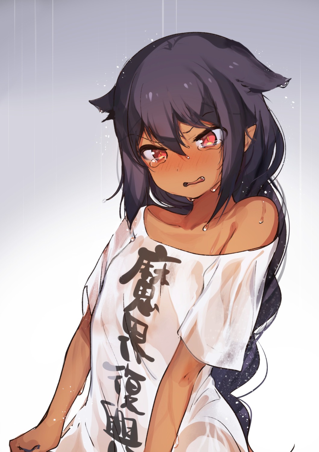 animal_ears jahy jahy-sama_wa_kujikenai! konbu_wakame see_through wet wet_clothes