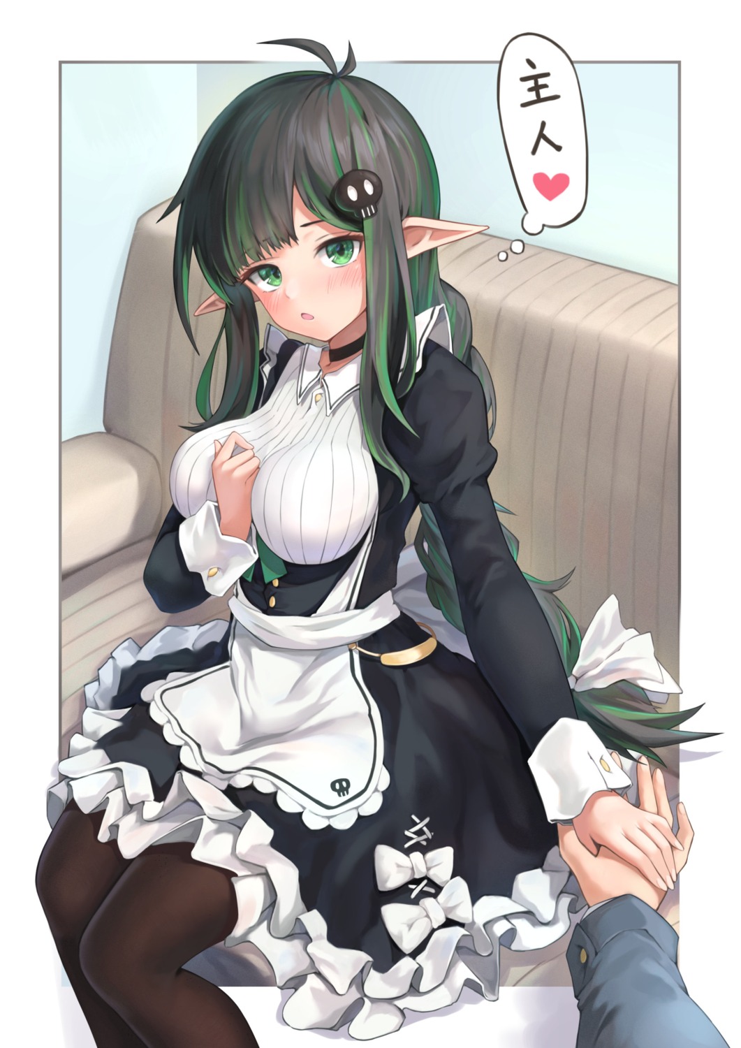 maid miso_(b7669726) pantyhose pointy_ears