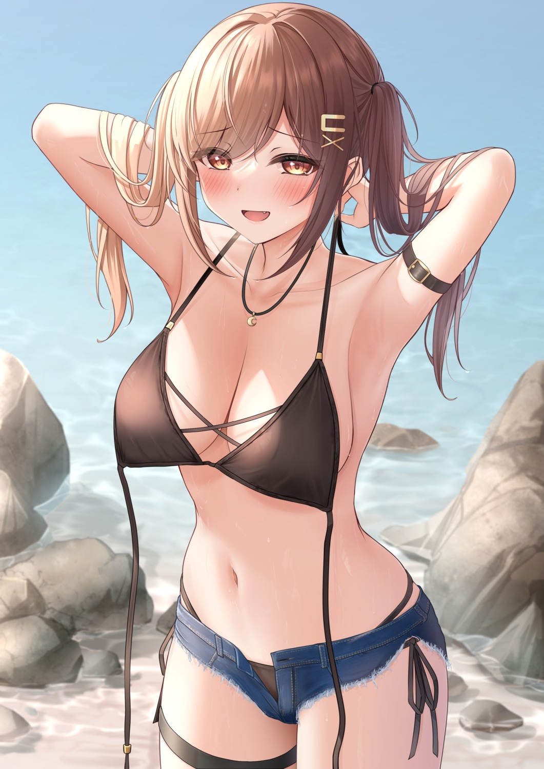 bikini garter monaka_curl swimsuits torn_clothes undressing