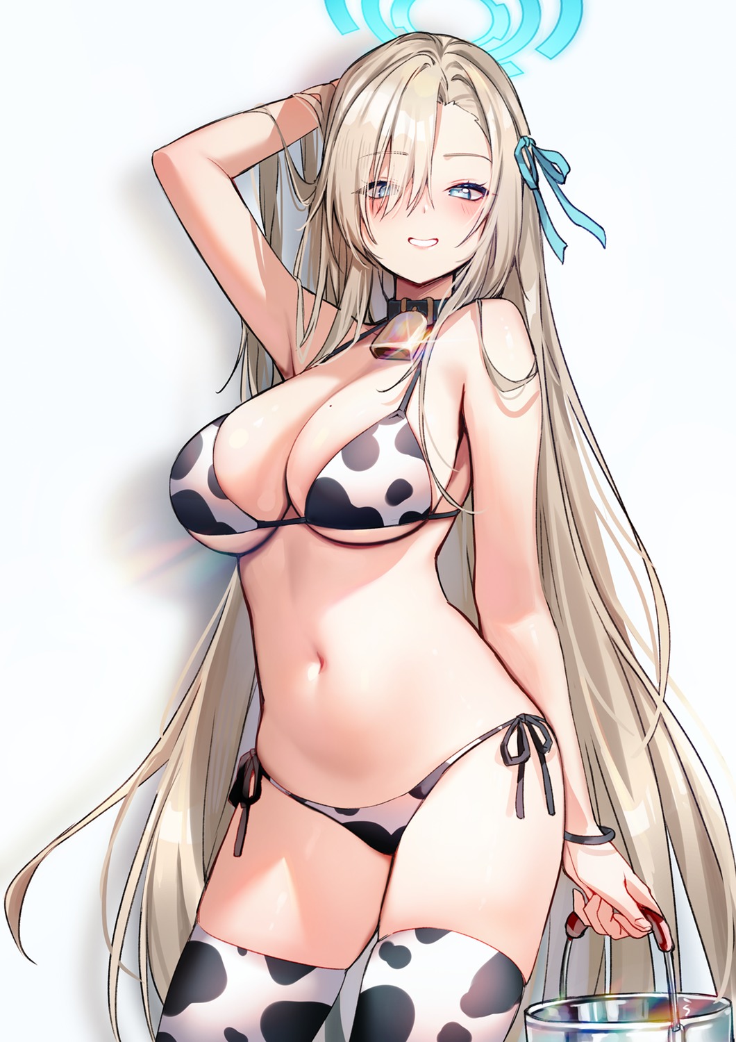 bikini blue_archive halo ichinose_asuna picter swimsuits thighhighs