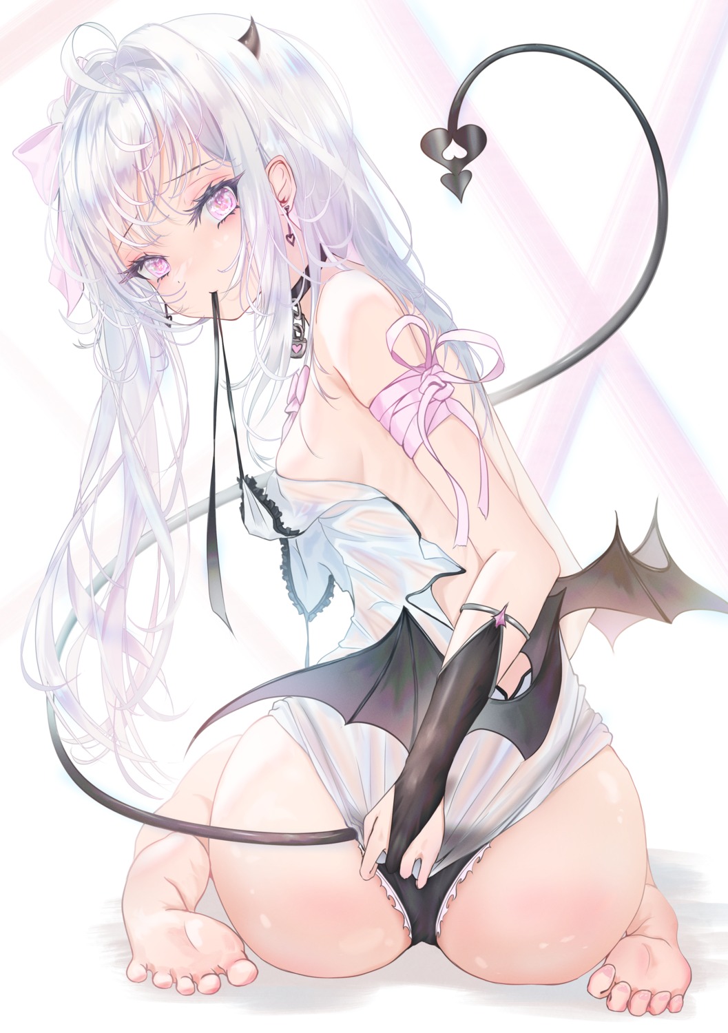 devil horns kayjae lingerie pantsu see_through tail thong wings