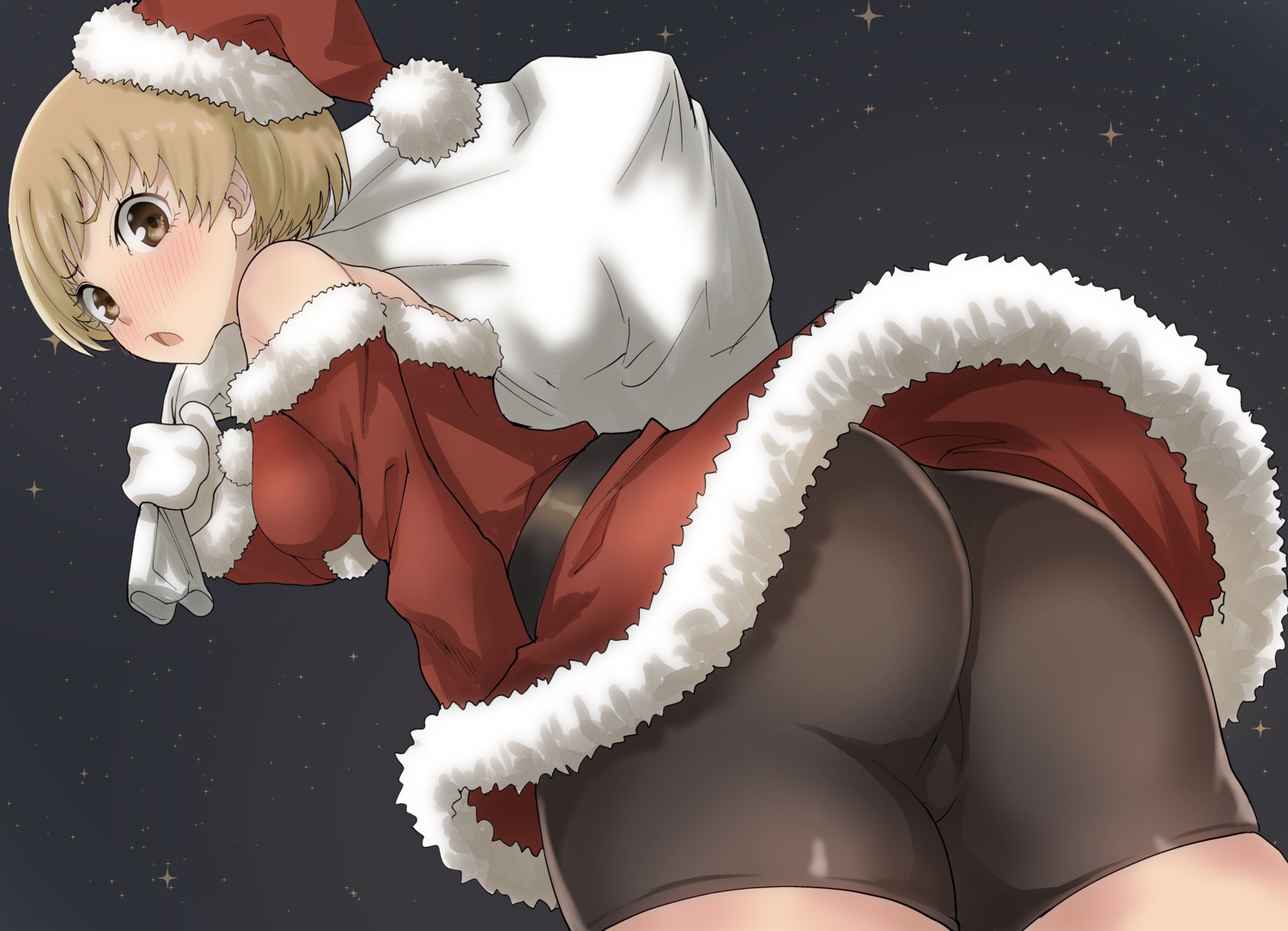 ass bike_shorts christmas kurosususu megaten persona persona_4 satonaka_chie skirt_lift