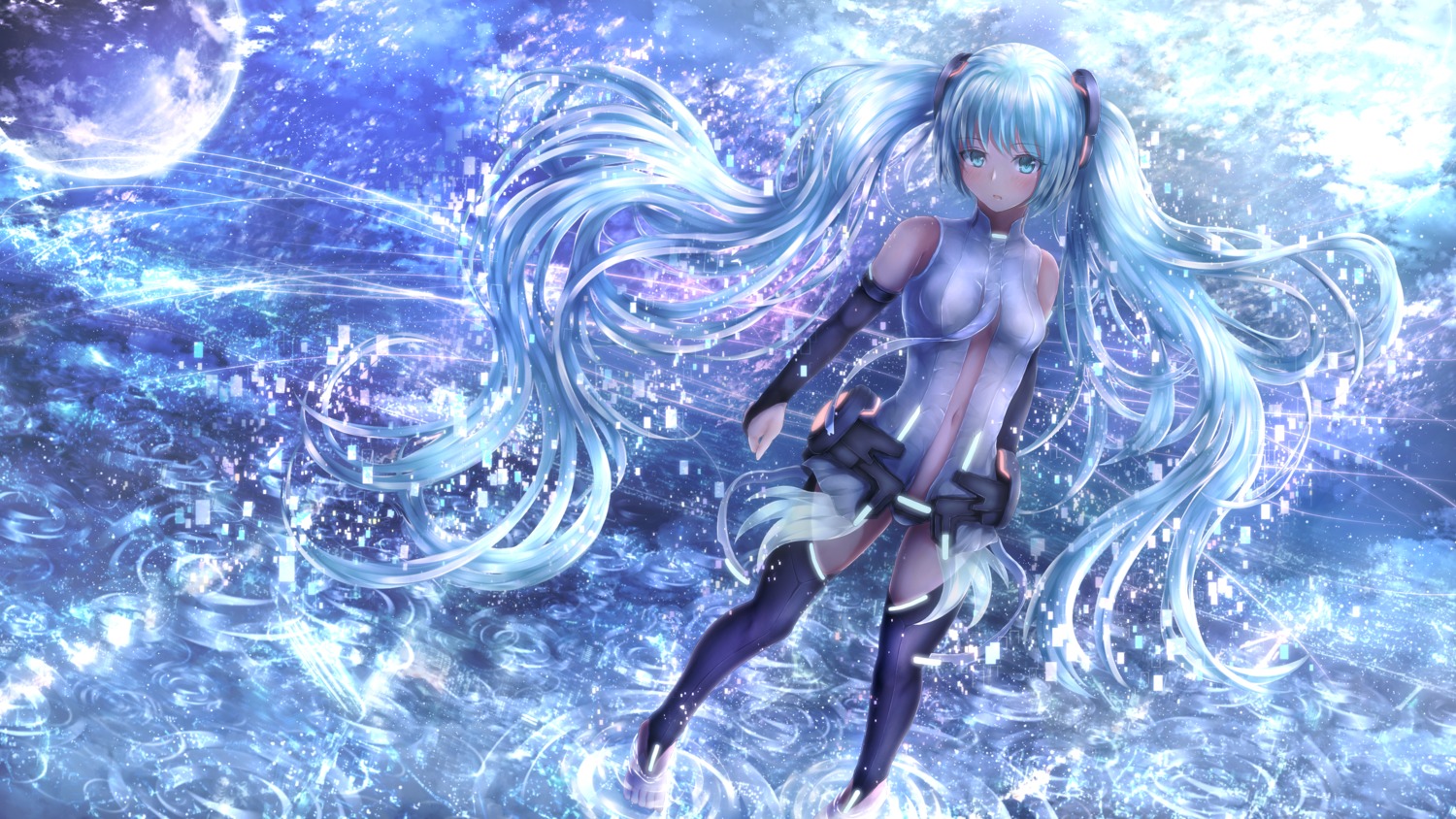 absent hatsune_miku miku_append thighhighs vocaloid wet