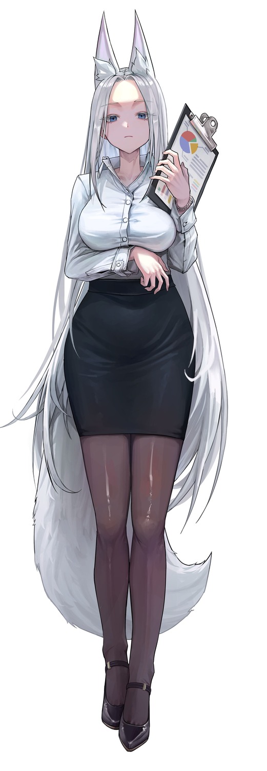 animal_ears breast_hold dress_shirt kitsune pantyhose tail yeonrizee