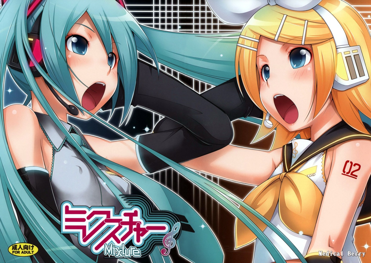 erect_nipples fixed ha-ru hatsune_miku kagamine_rin vocaloid