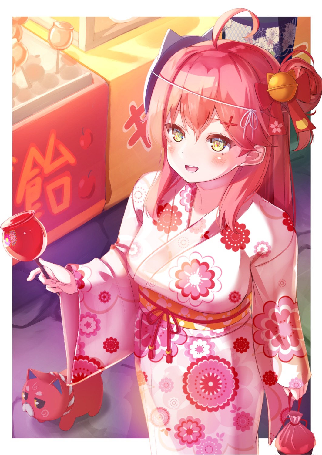 hololive neko nyan_(reinyan_007) sakura_miko yukata