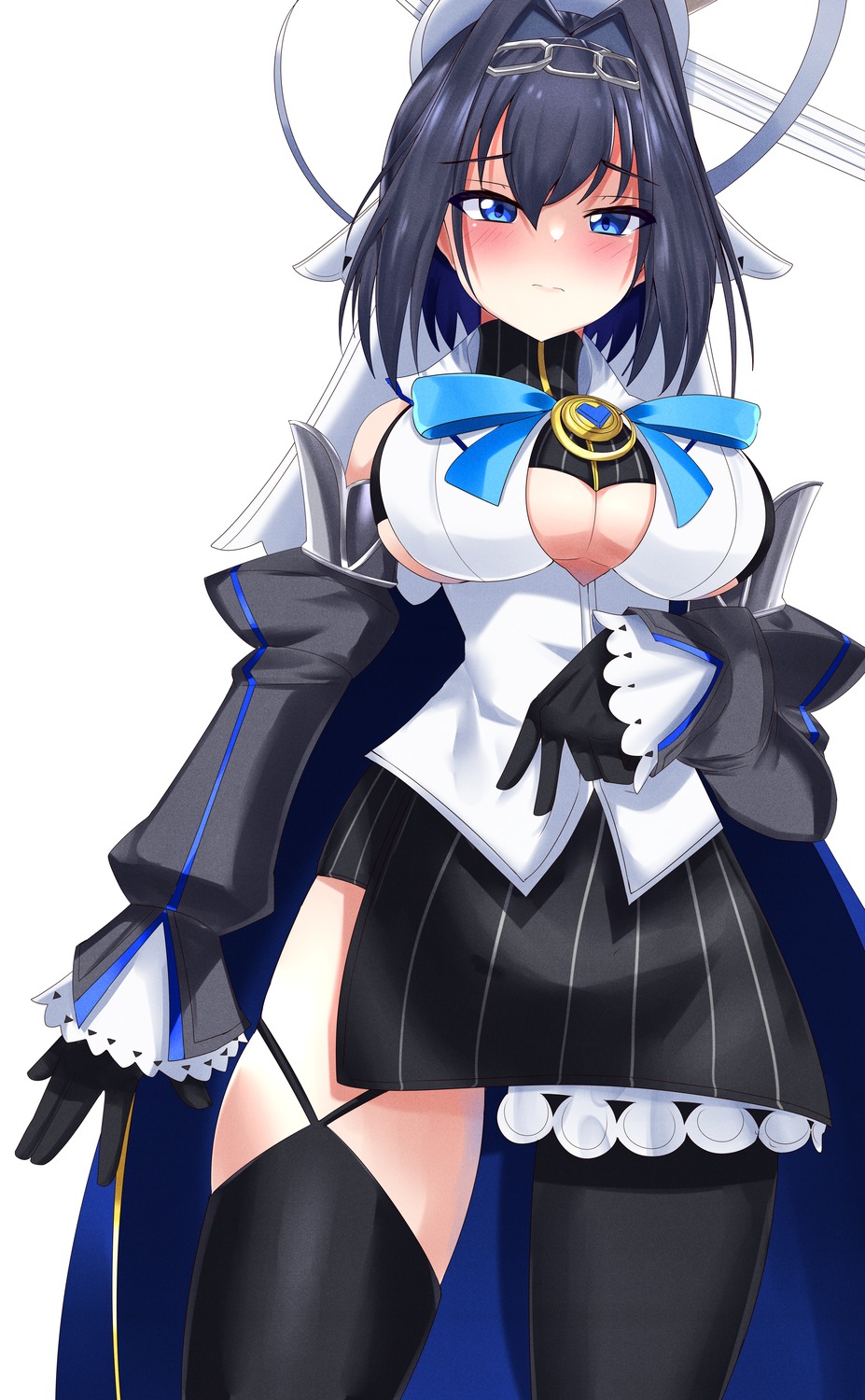 hololive hololive_english no_bra ouro_kronii reiei_8 thighhighs underboob