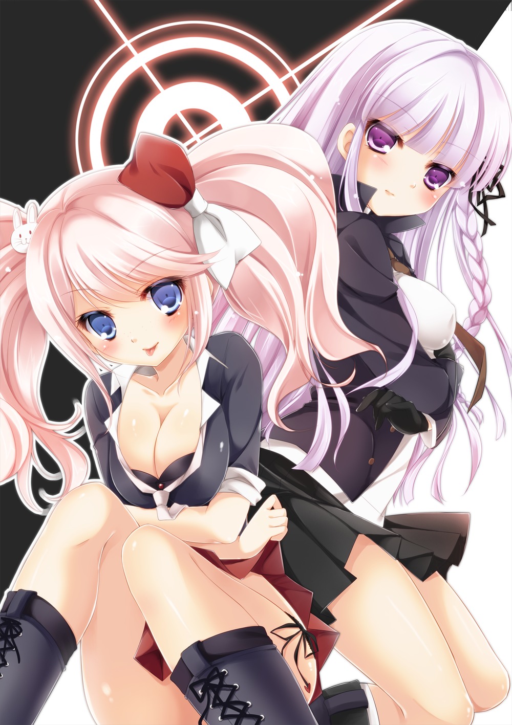 bra cleavage dangan-ronpa enoshima_junko kirigiri_kyouko minakami_rinka