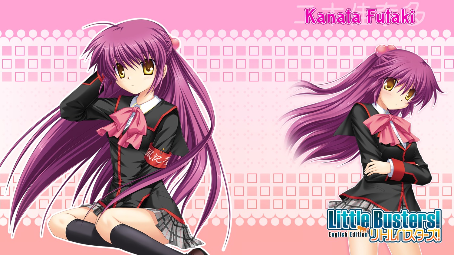 futaki_kanata hinoue_itaru key little_busters! seifuku skirt_lift wallpaper