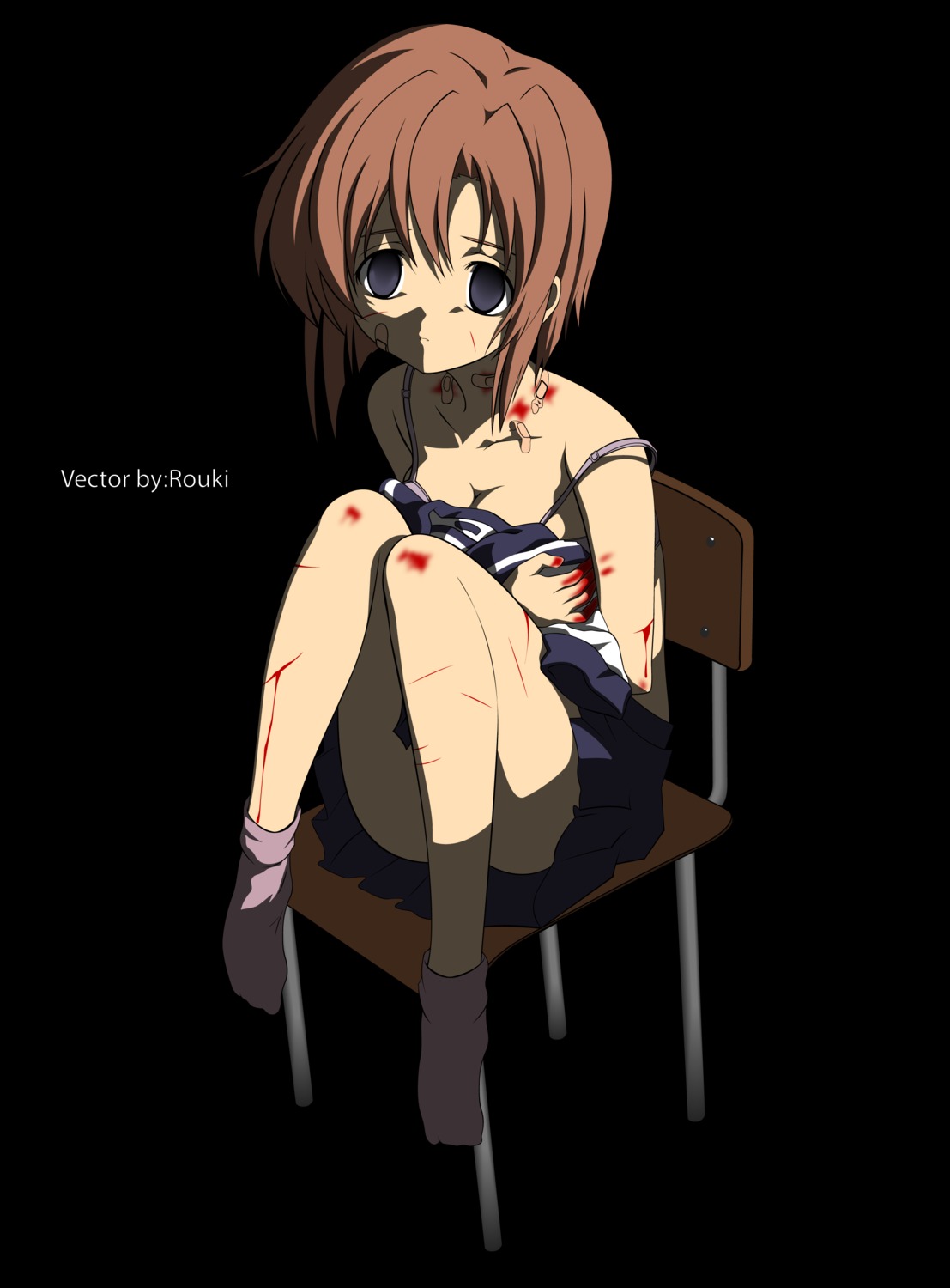 blood cleavage higurashi_no_naku_koro_ni ryuuguu_rena vector_trace watermark