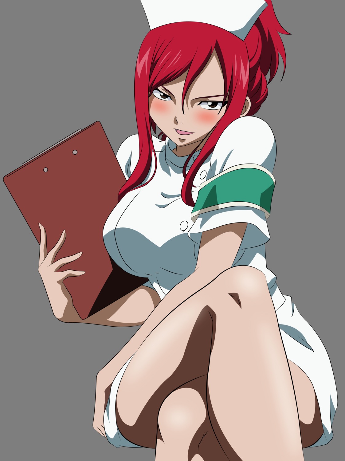 erza_scarlet fairy_tail nurse transparent_png vector_trace