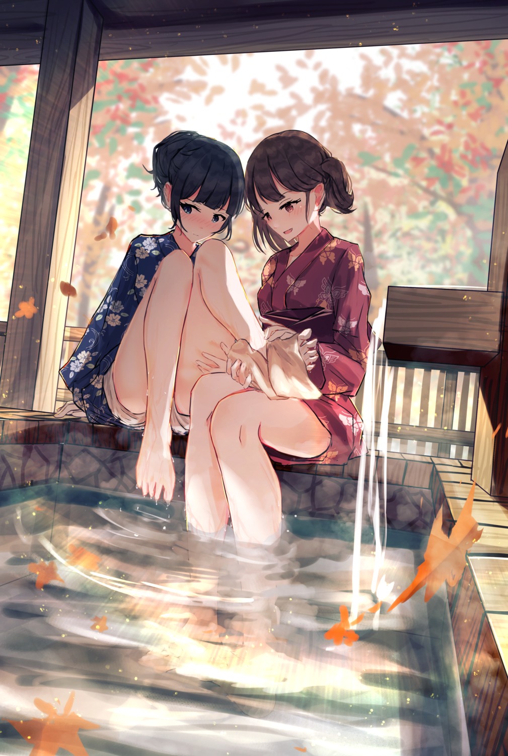 benevole feet onsen wet yukata yuri