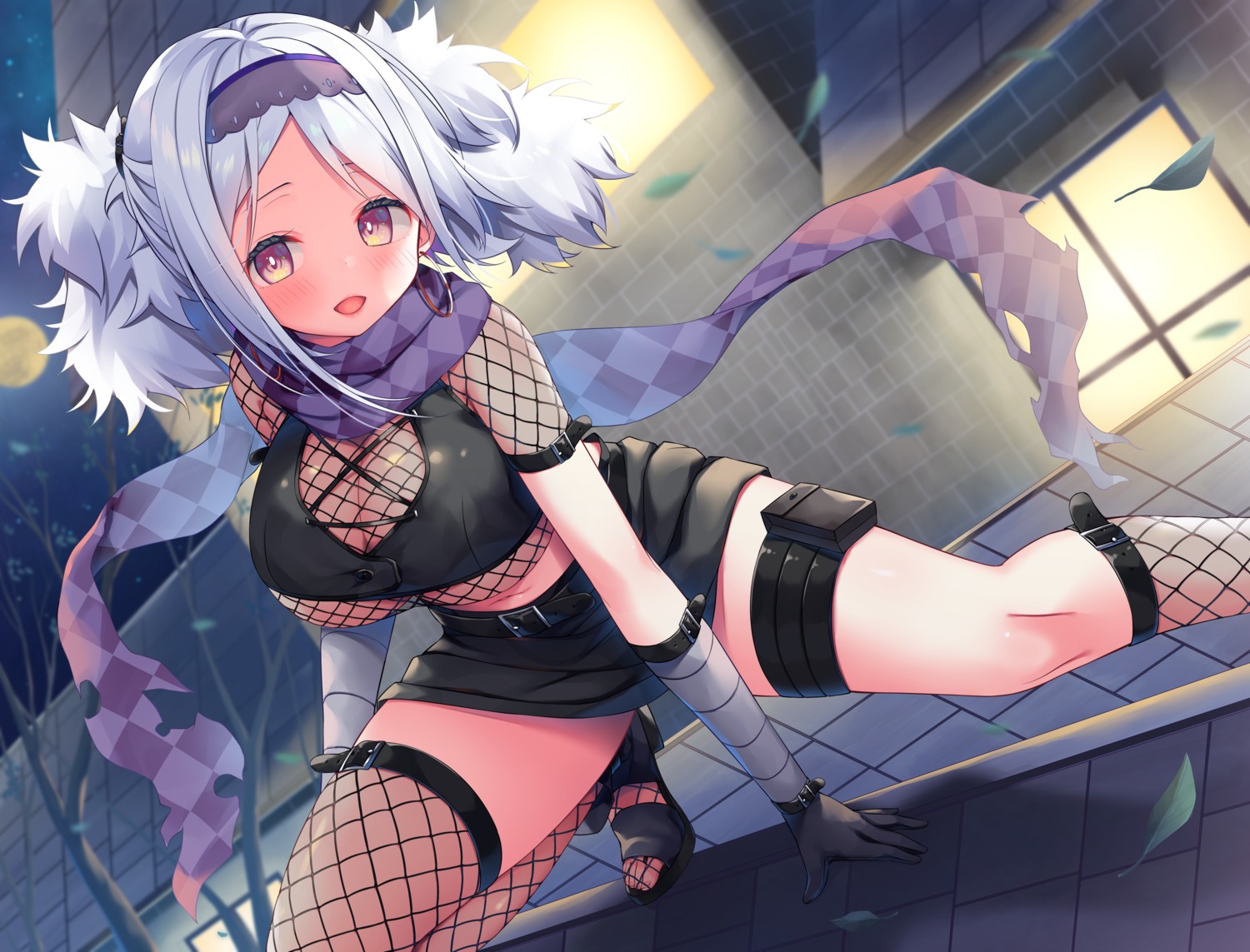 asa_no_ha cleavage fishnets garter thighhighs underboob whisp