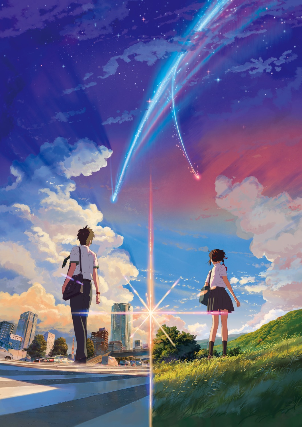 kimi_no_na_wa. landscape miyamizu_mitsuha seifuku tachibana_taki tanaka_masayoshi