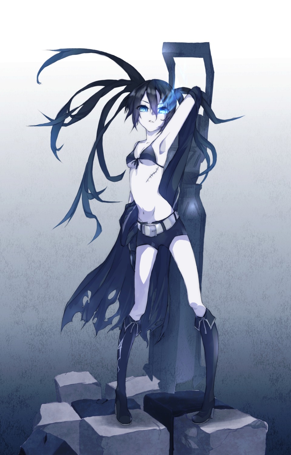 bikini_top black_rock_shooter black_rock_shooter_(character) gun swimsuits takka vocaloid