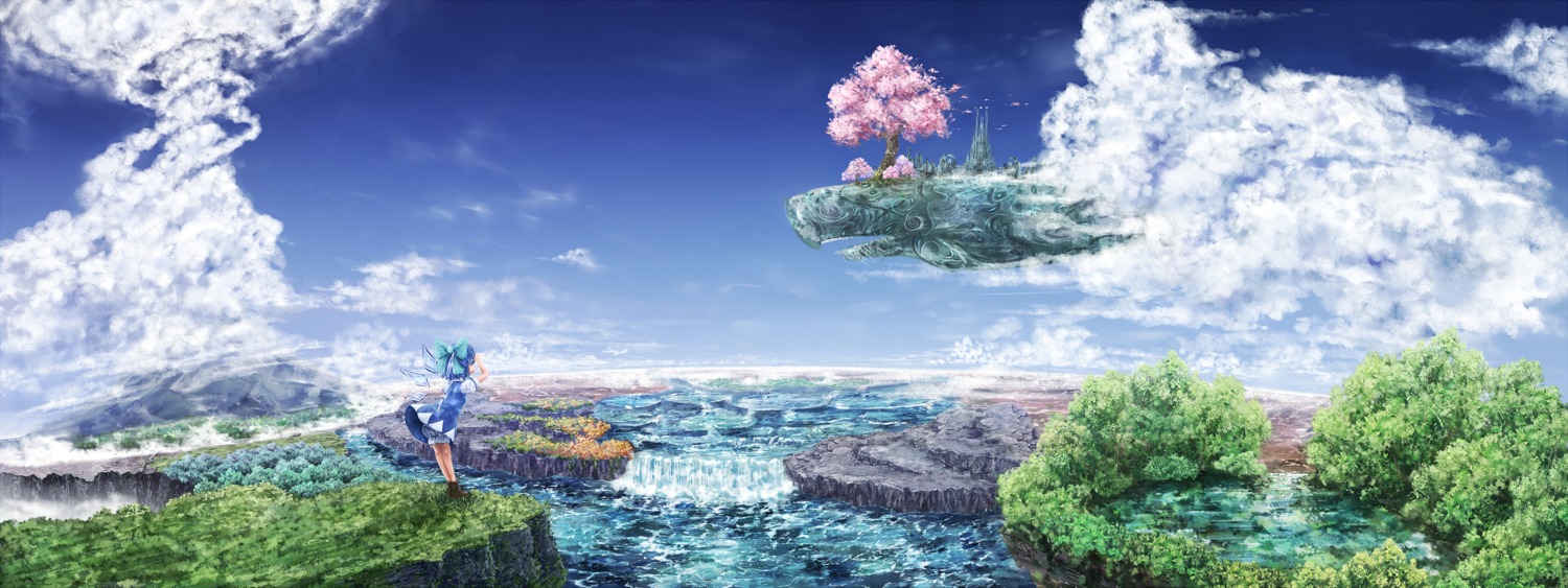 cirno landscape same_2009 touhou wings