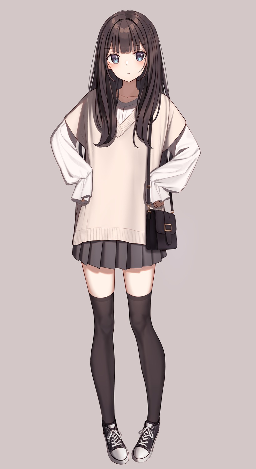 hiyori_(huyunora) huyunora sweater thighhighs