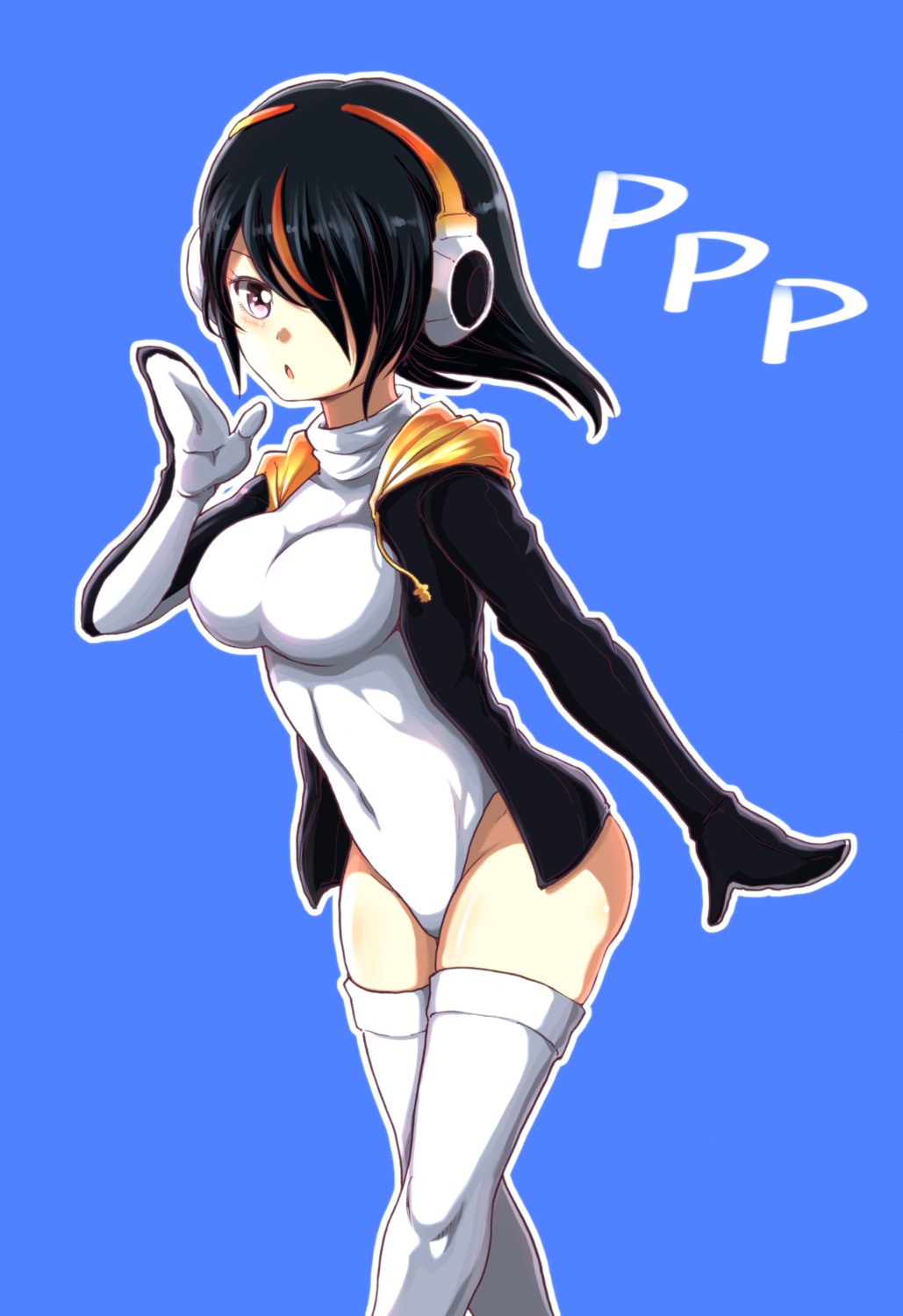 emperor_penguin headphones kemono_friends leotard tagme thighhighs