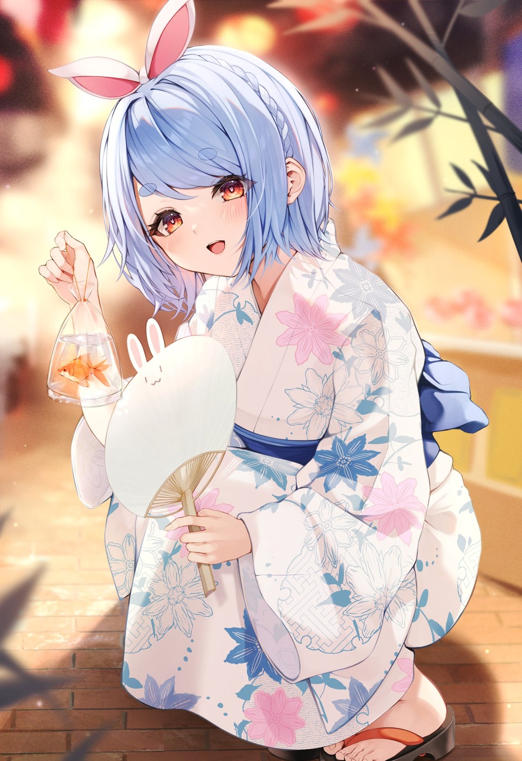 animal_ears bunny_ears hololive tyabesu usada_pekora yukata