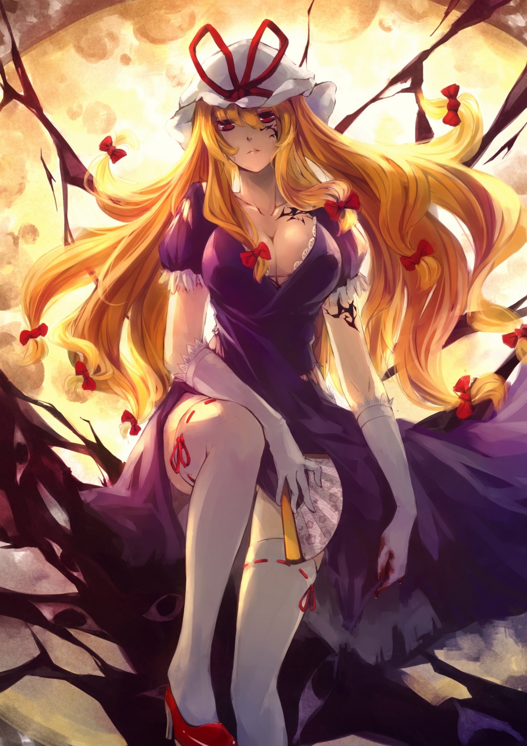 blood cleavage dress kalalasan thighhighs touhou yakumo_yukari