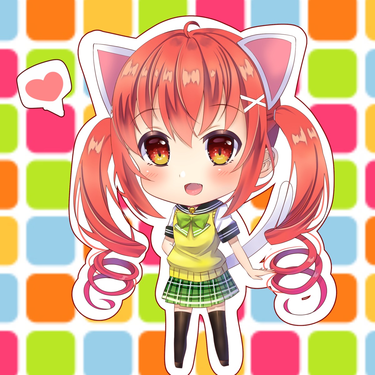 animal_ears chibi mymerody4649 seifuku sweater tail thighhighs