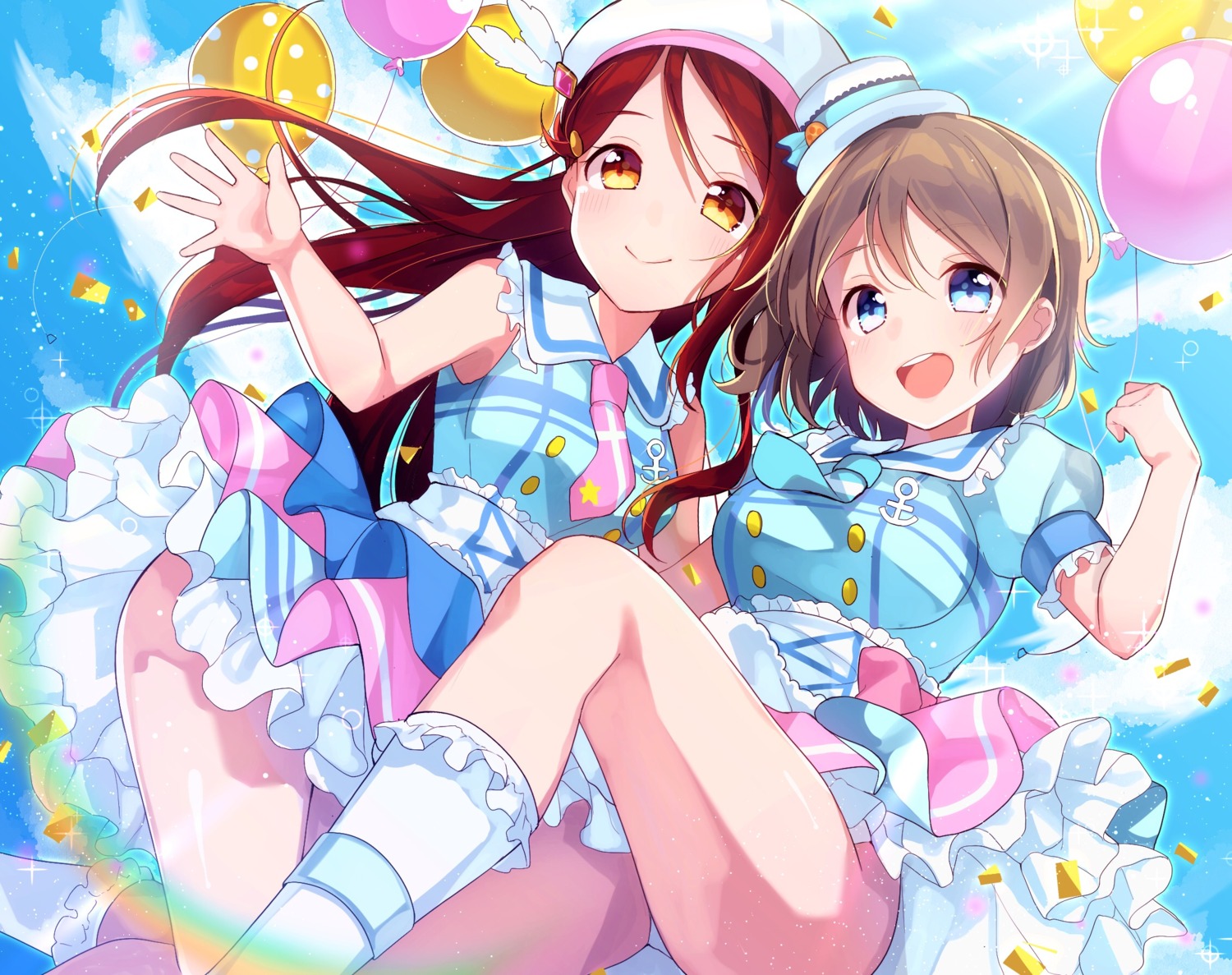 goroo_(eneosu) love_live!_sunshine!! pantsu sakurauchi_riko skirt_lift watanabe_you