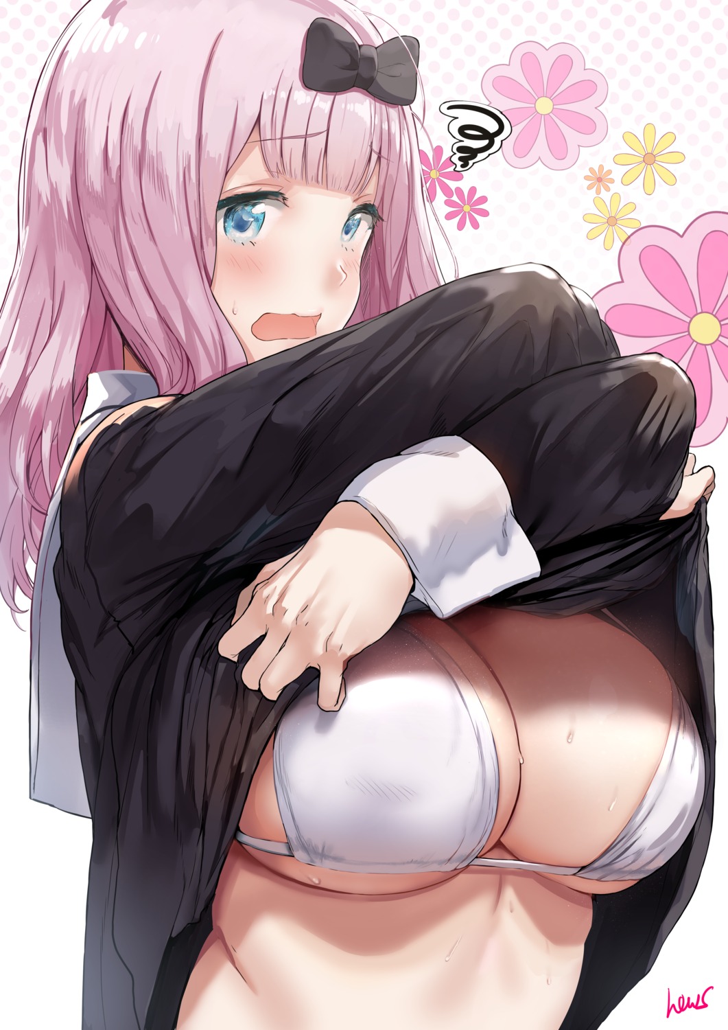 bra cleavage fujiwara_chika hews kaguya-sama_wa_kokurasetai_~tensai-tachi_no_renai_zunousen~ shirt_lift undressing