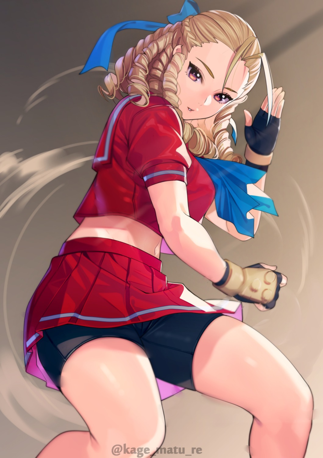 bike_shorts kagematsuri kanzuki_karin seifuku skirt_lift street_fighter