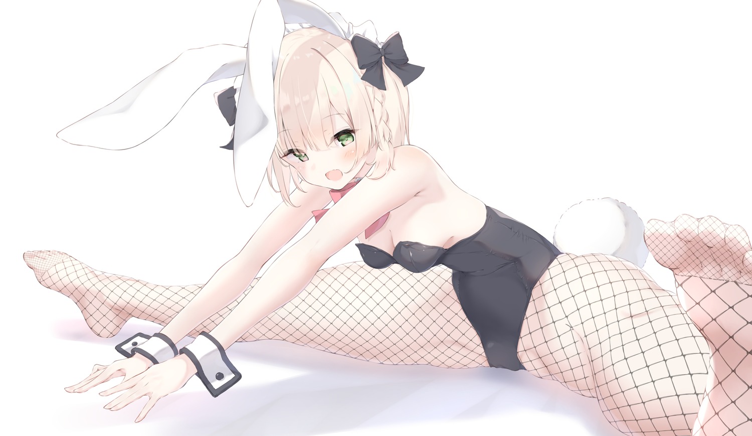 animal_ears bunny_ears bunny_girl feet fishnets no_bra pantyhose tail ukiwakisen