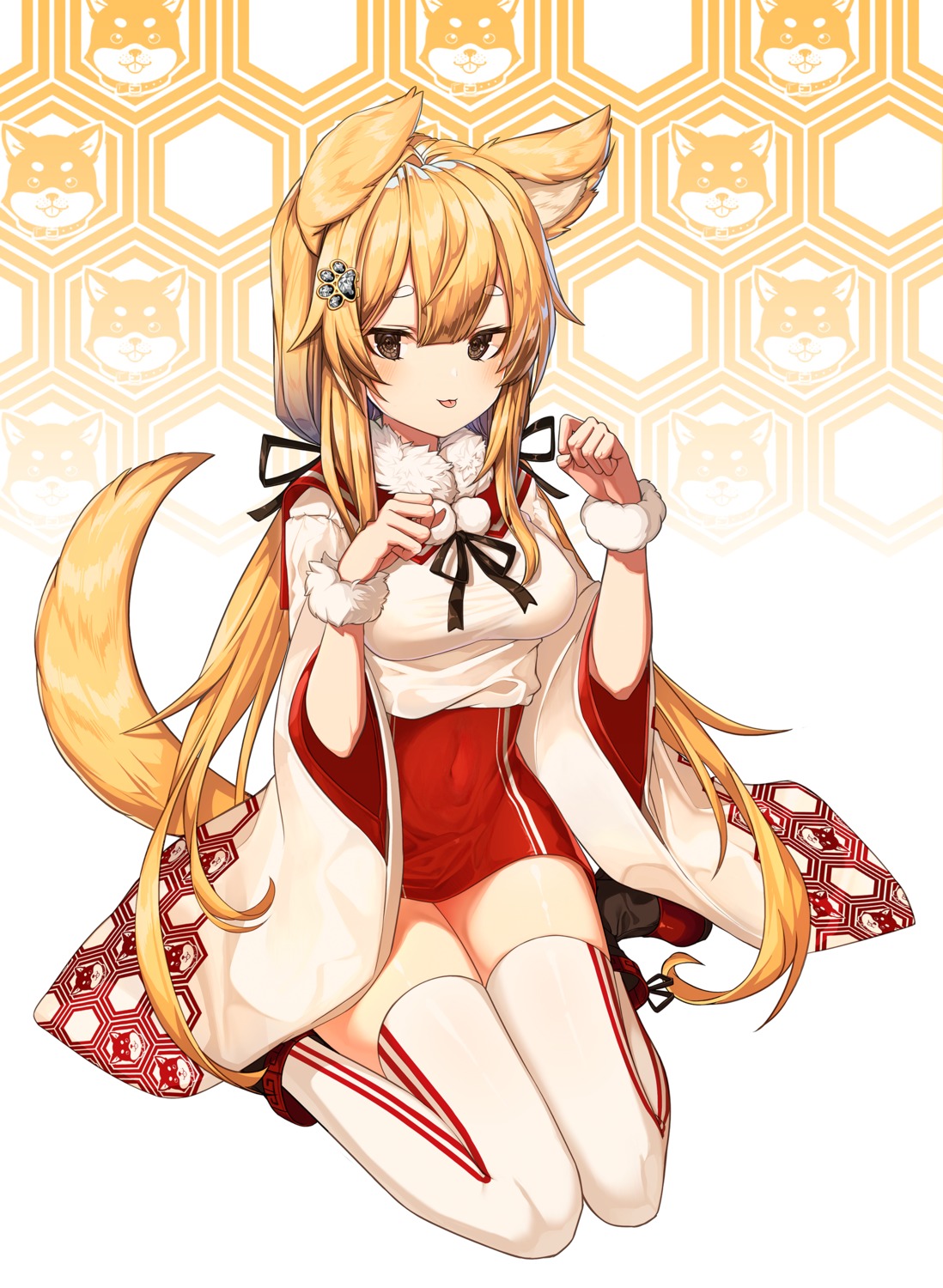 animal_ears japanese_clothes kinos_(kw00789) tail thighhighs