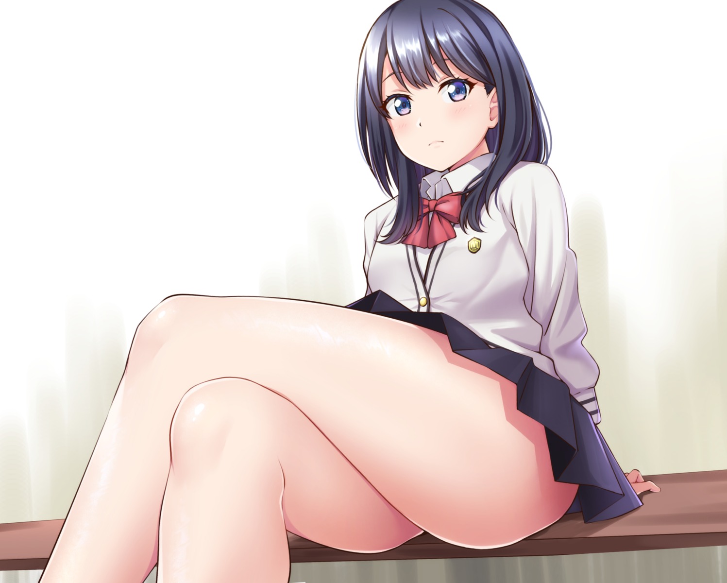 mibushiro seifuku skirt_lift ssss.gridman sweater takarada_rikka