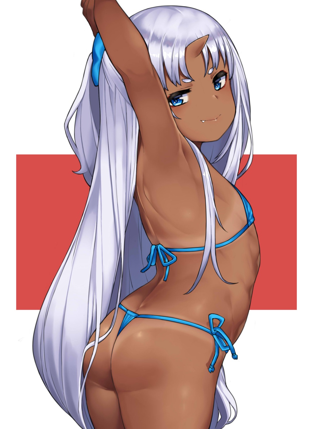 ass bikini hai_ookami horns loli swimsuits tan_lines thong