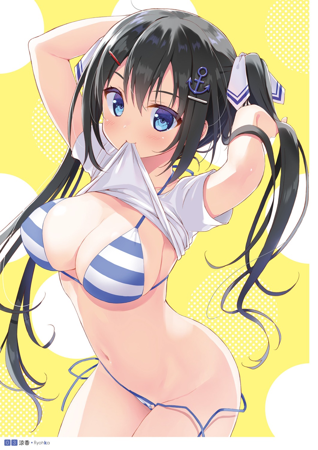 bikini cleavage ryohka shirt_lift swimsuits wardrobe_malfunction