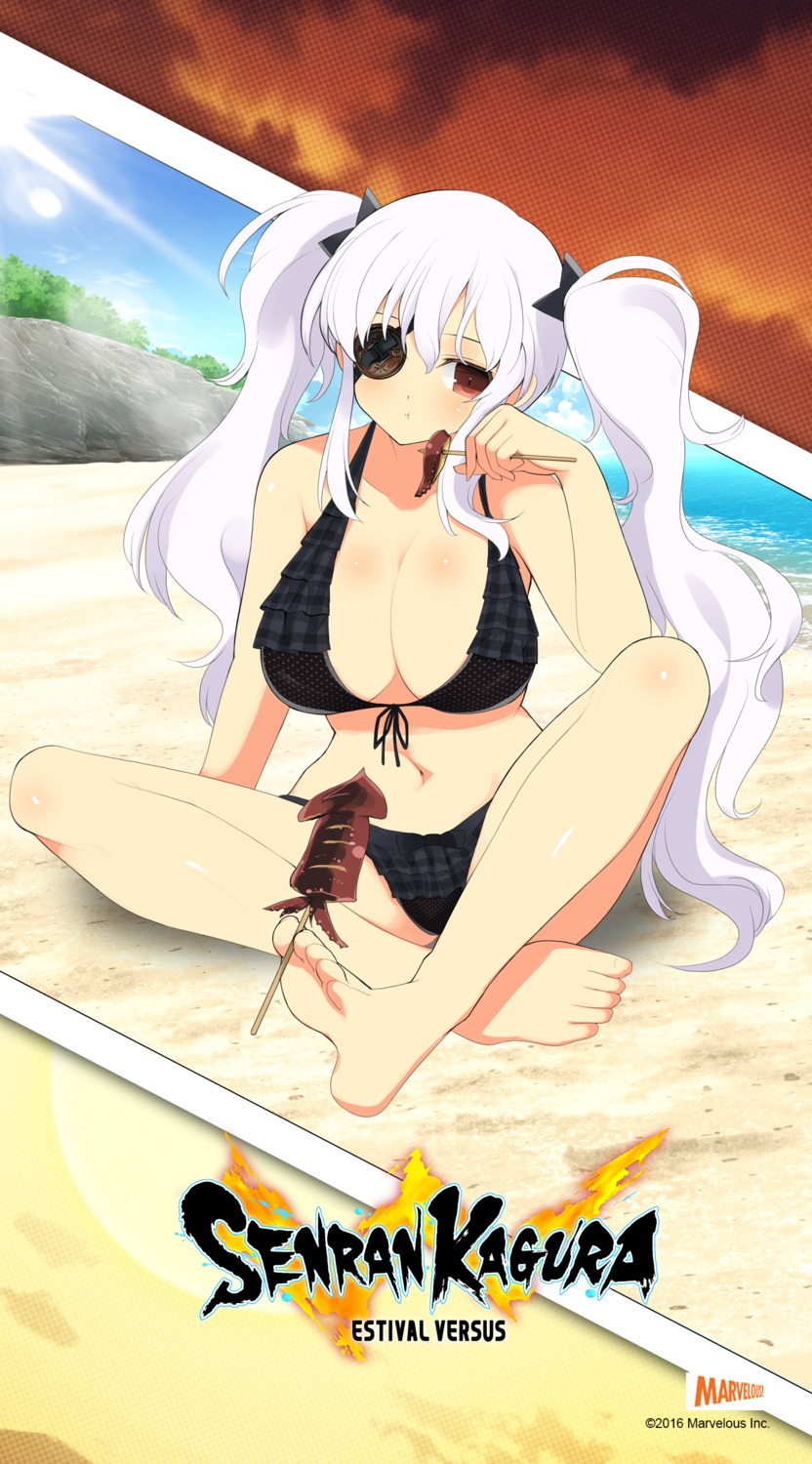 bikini cleavage eyepatch feet senran_kagura swimsuits yaegashi_nan yagyuu