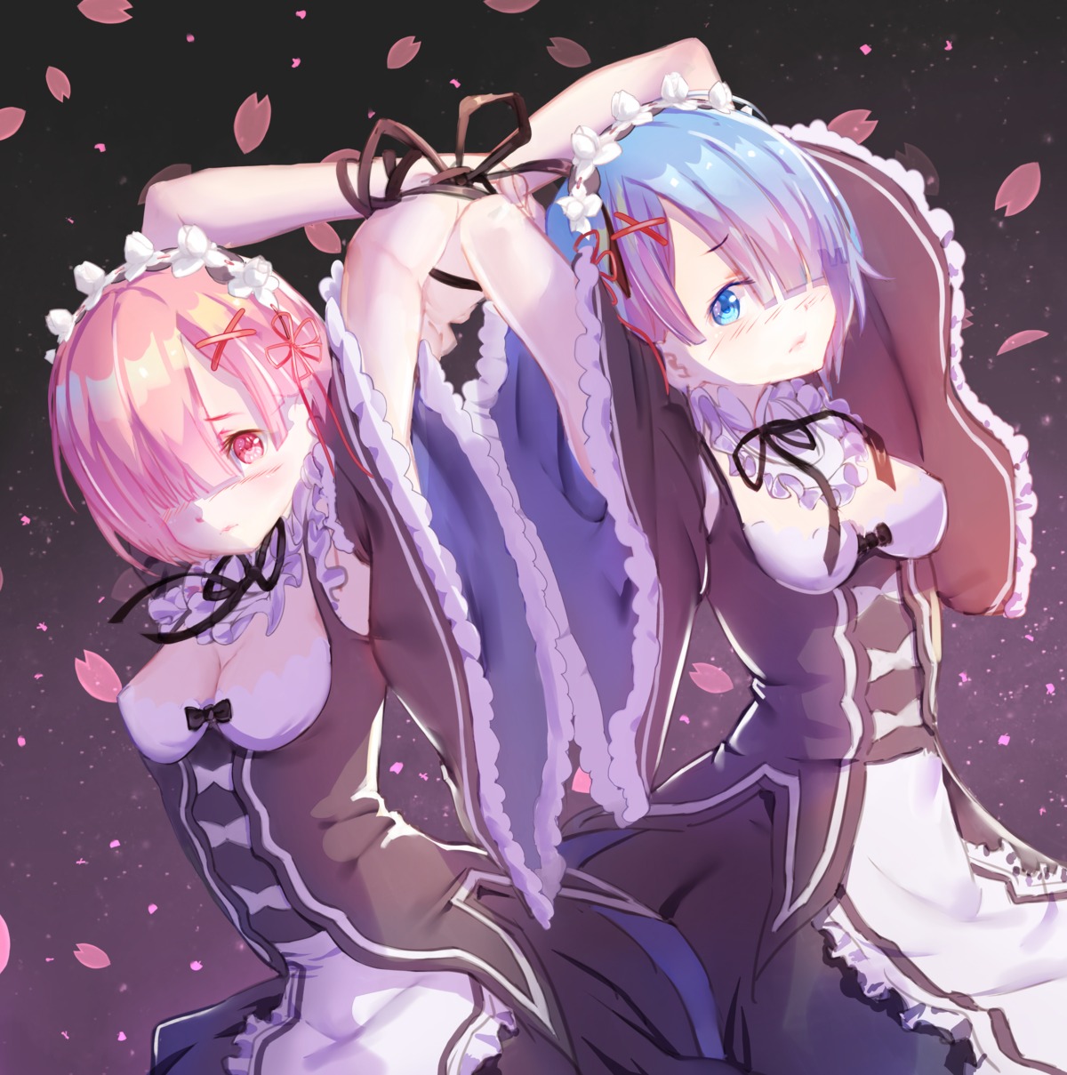 bondage cleavage maid ram_(re_zero) re_zero_kara_hajimeru_isekai_seikatsu rem_(re_zero) shan-n