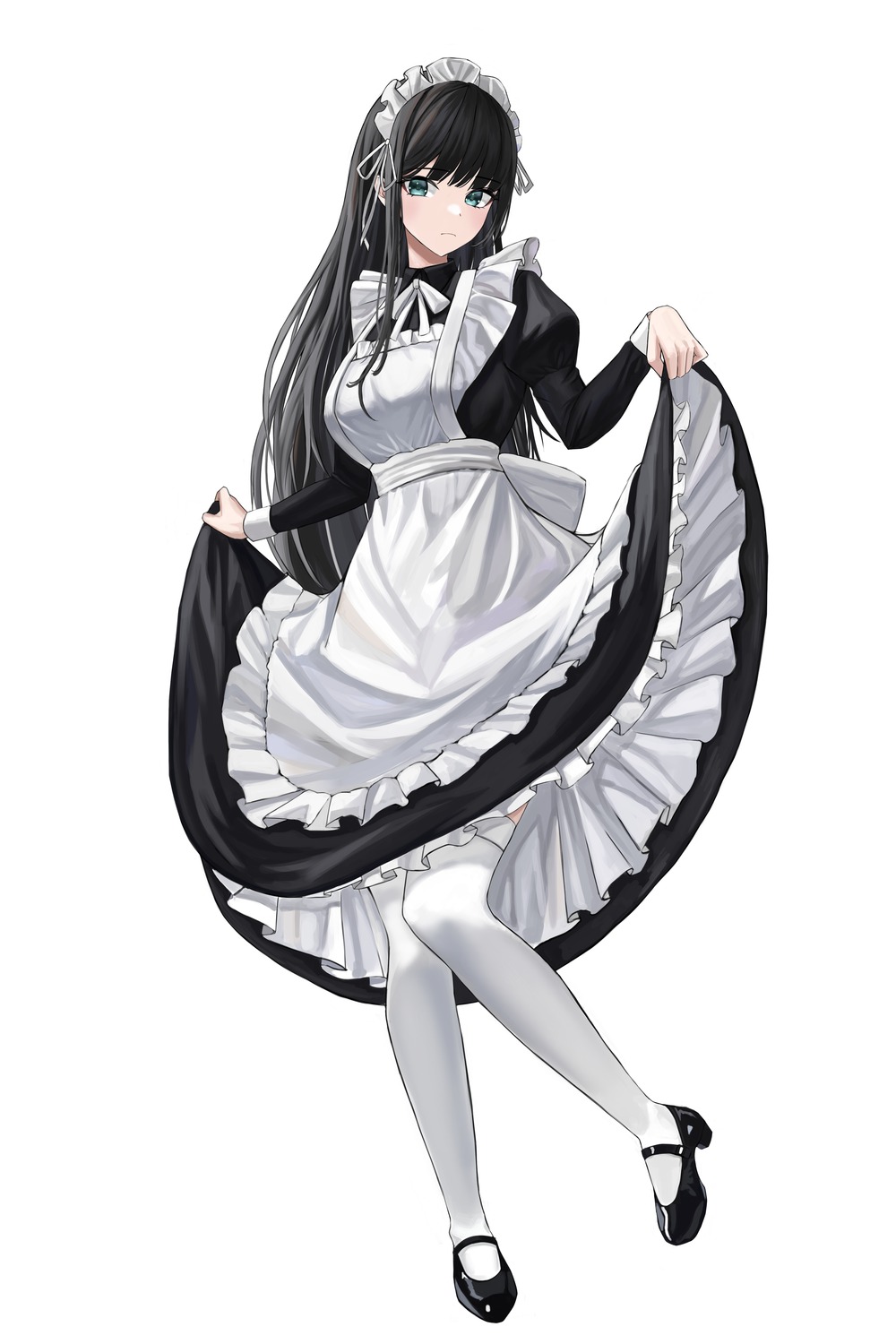 heels maid nyanbutter skirt_lift thighhighs