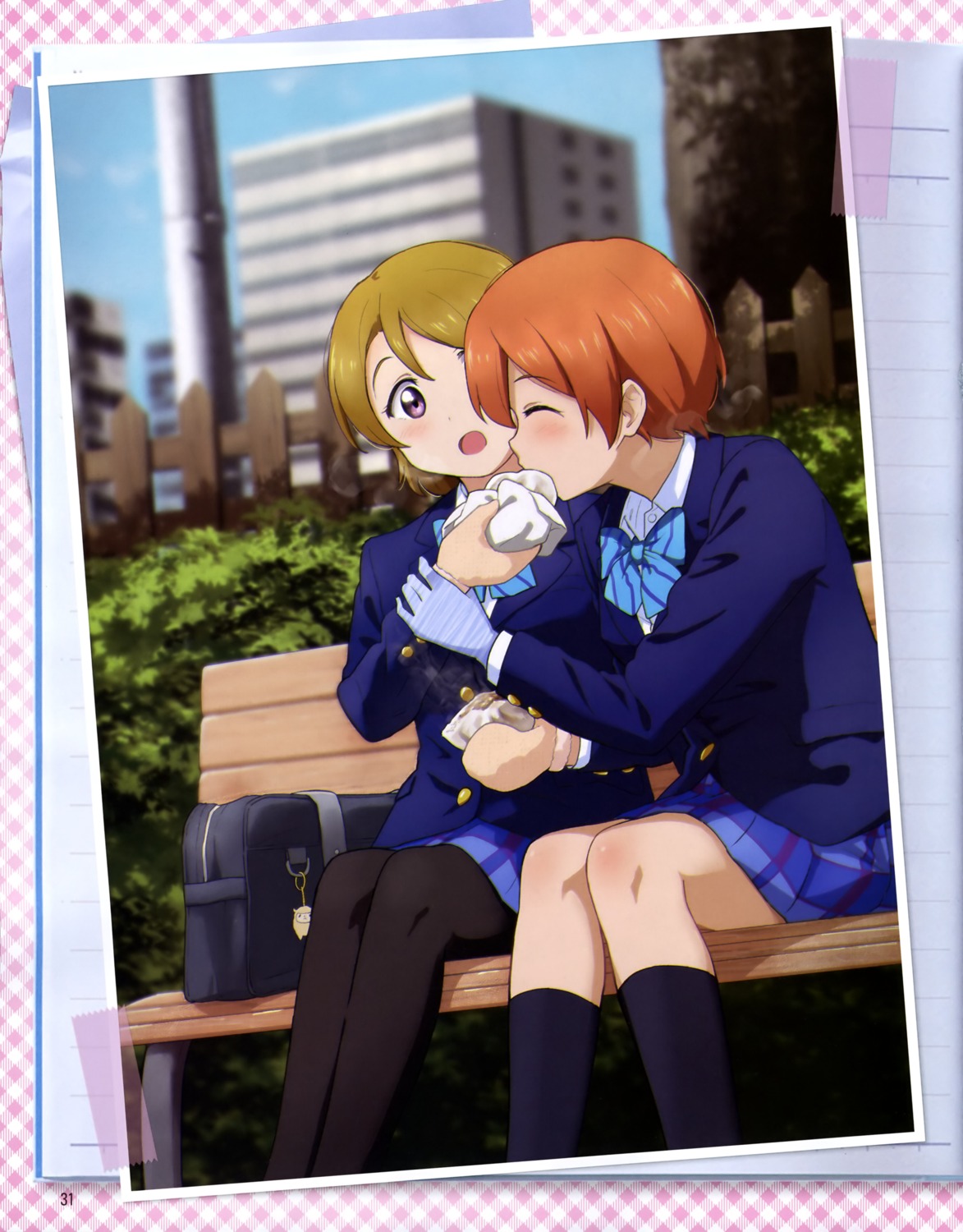 hoshizora_rin koizumi_hanayo love_live! pantyhose seifuku shibasaki_shouji yuri