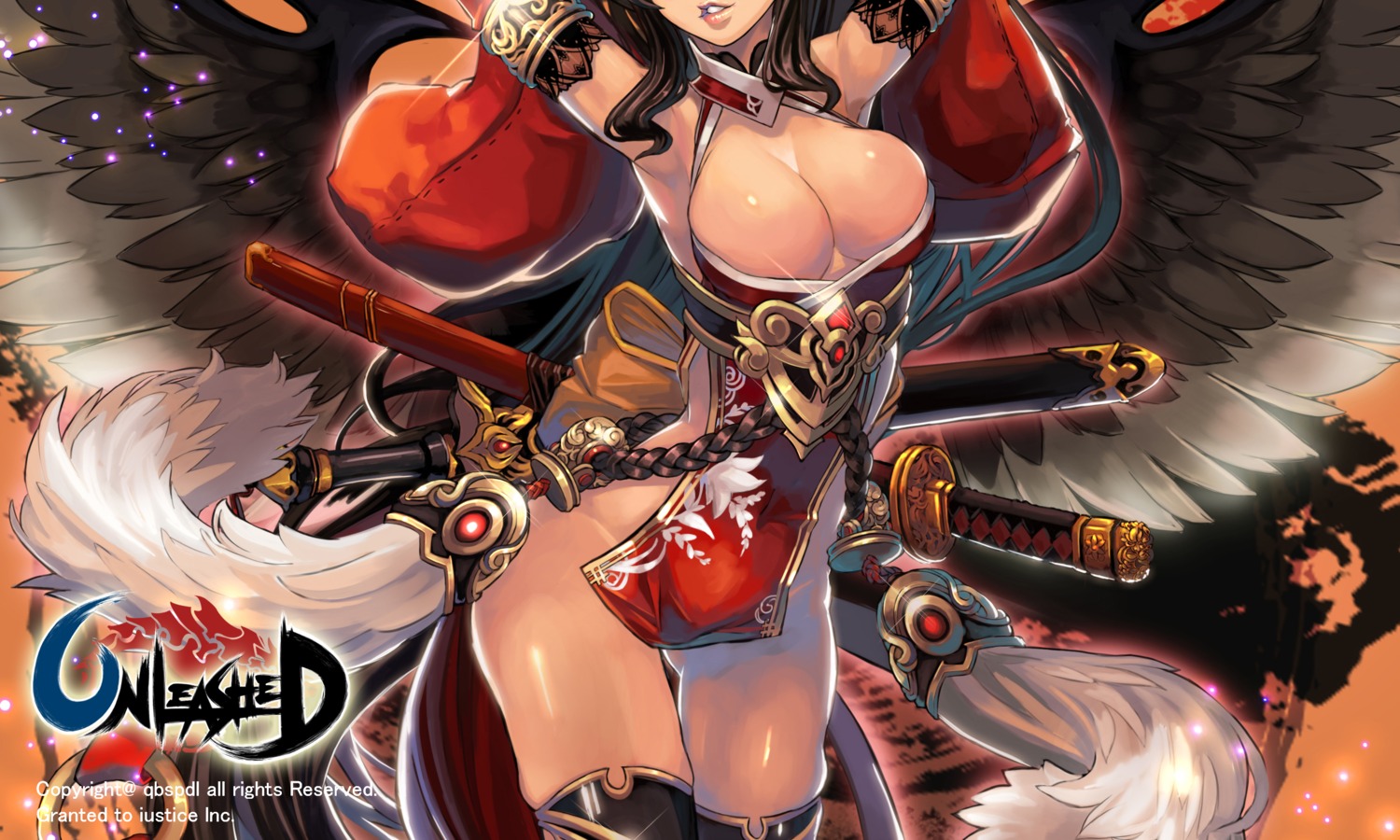 cleavage no_bra nopan qbspdl sword unleashed weapon wings