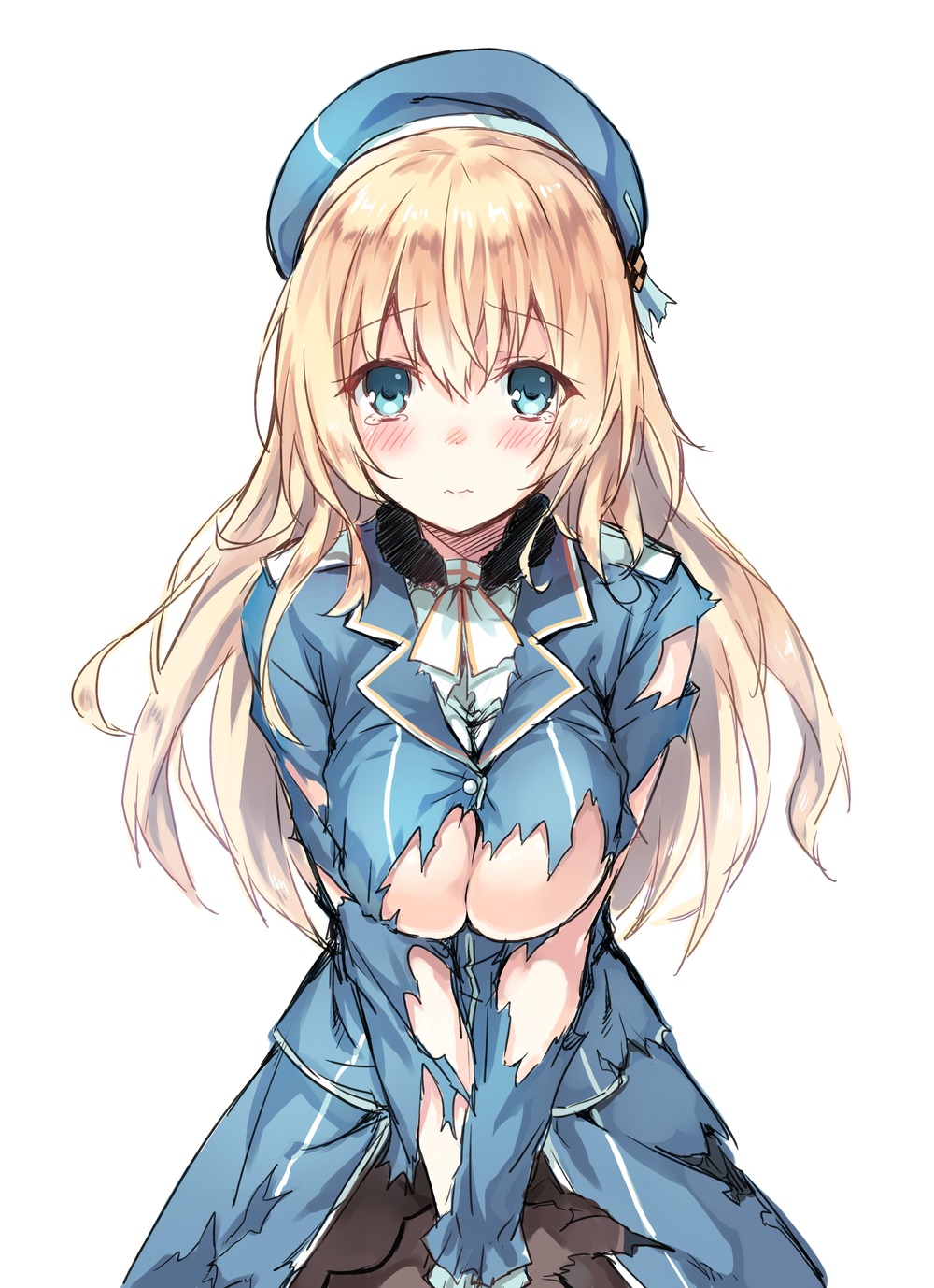 atago_(kancolle) cleavage hiten kantai_collection no_bra torn_clothes underboob