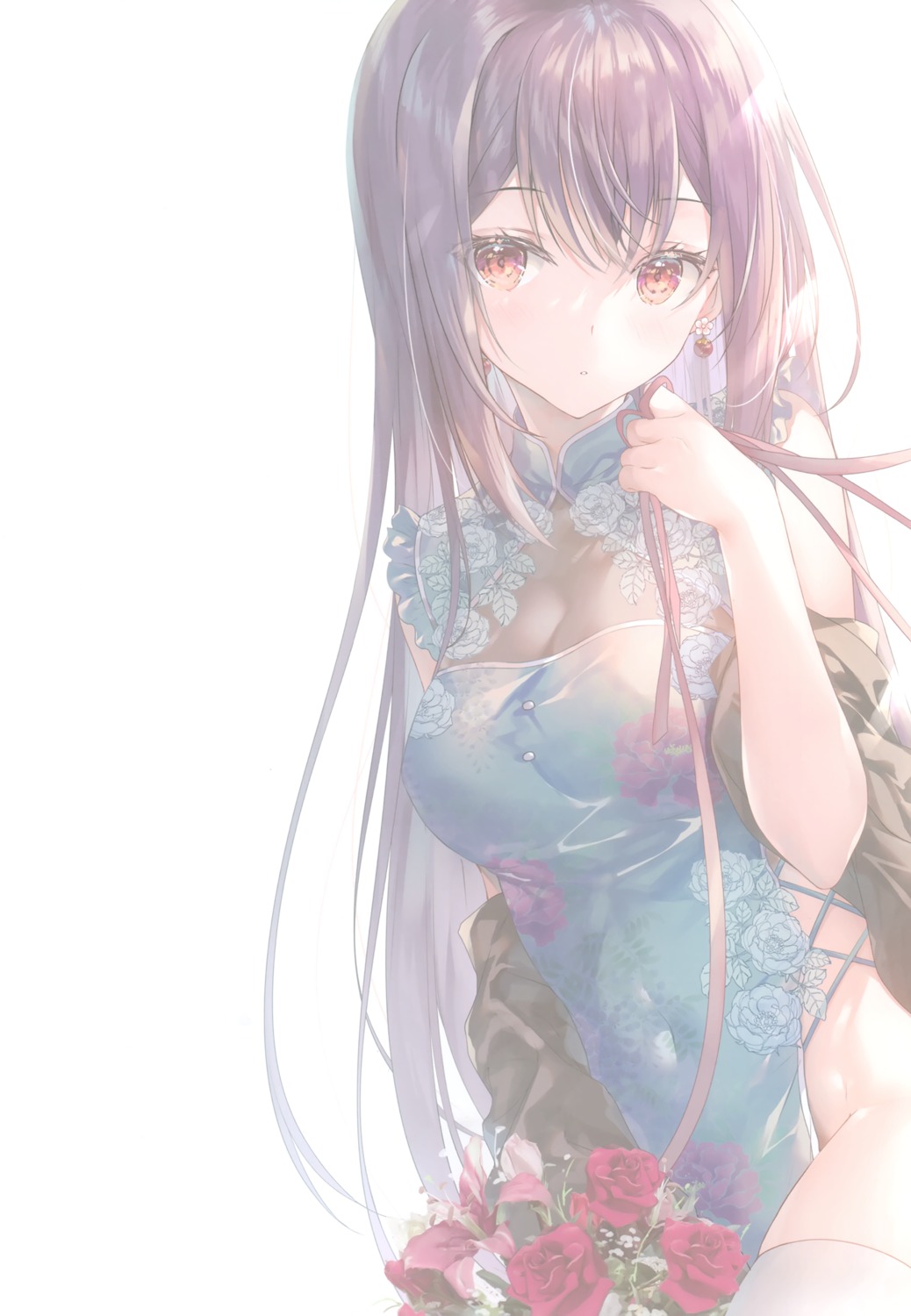 chinadress miwabe_sakura nopan pion see_through thighhighs