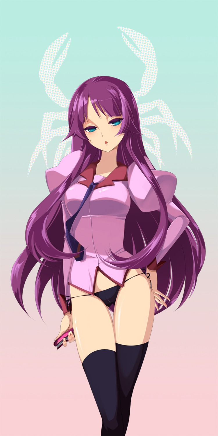 bakemonogatari cameltoe monogatari_(series) mytyl pantsu seifuku senjougahara_hitagi string_panties thighhighs