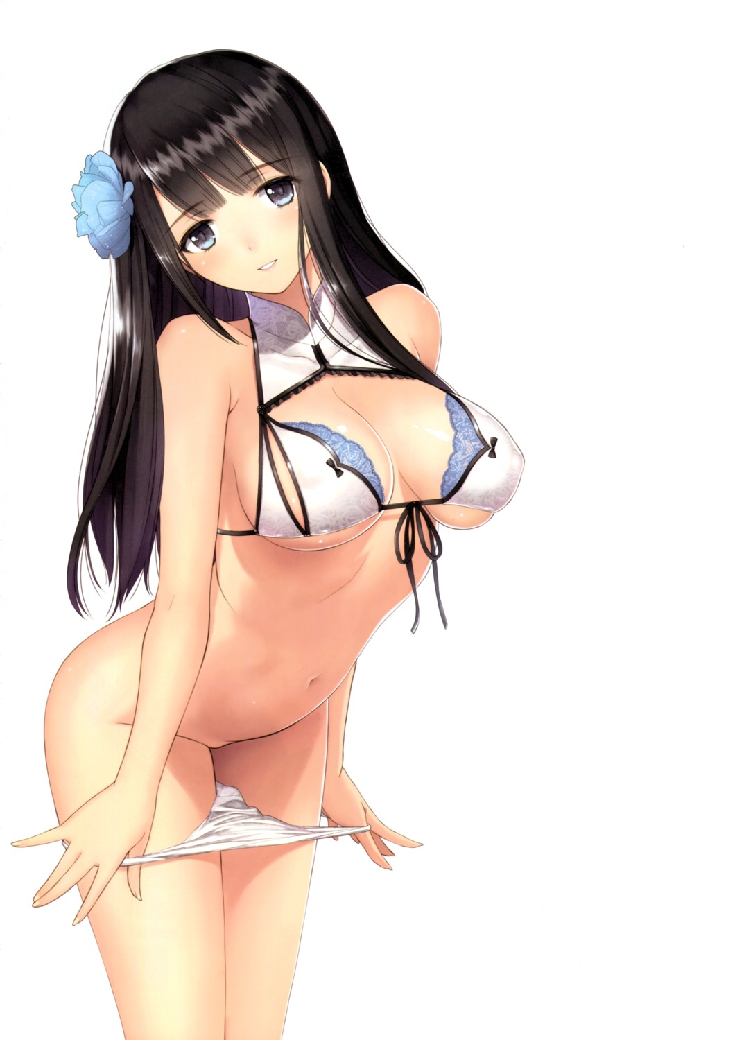 bikini enjou_genmu_tan panty_pull ping_yi swimsuits tony_taka underboob undressing