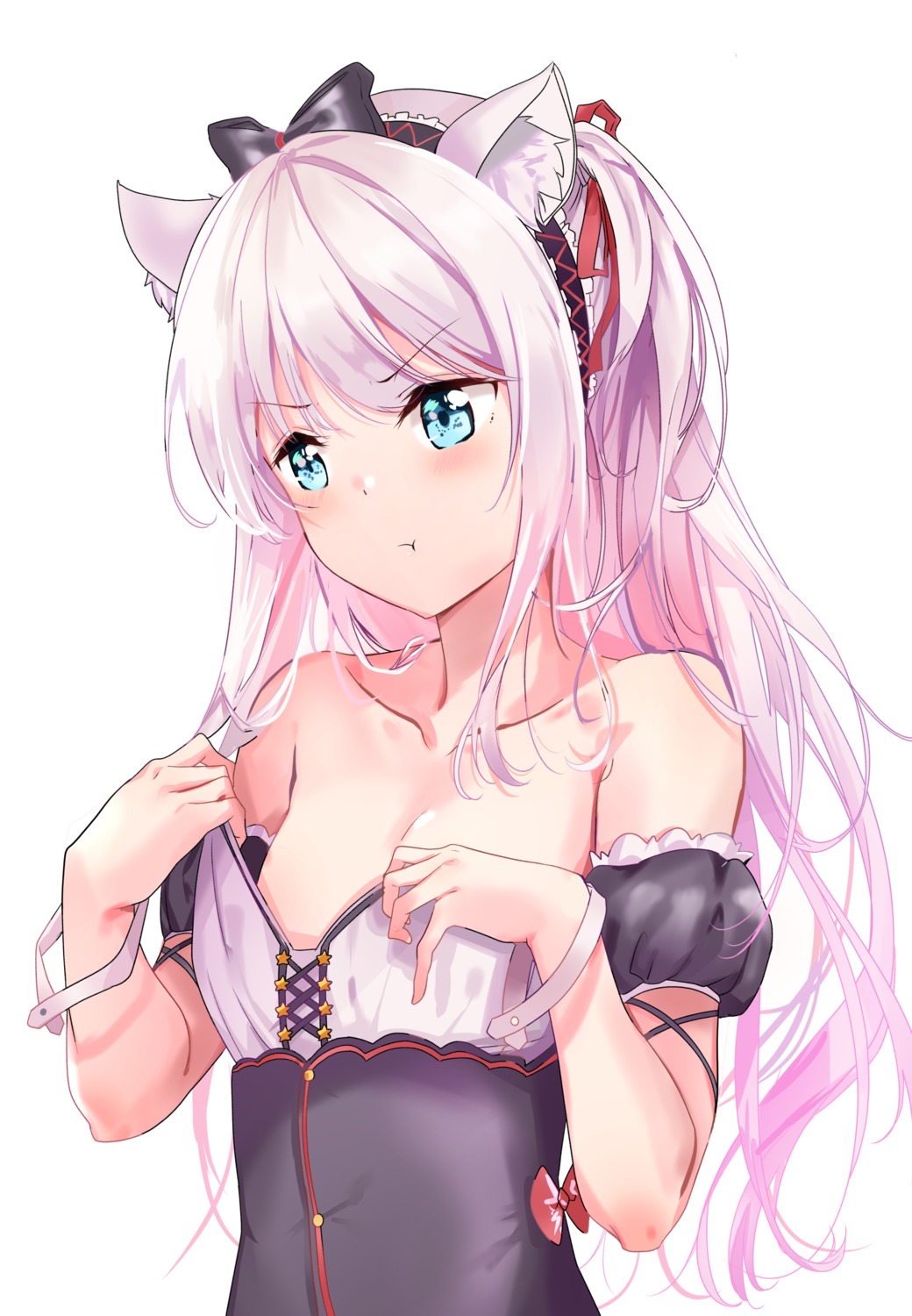 animal_ears azur_lane hammann_(azur_lane) no_bra open_shirt sunhyun undressing