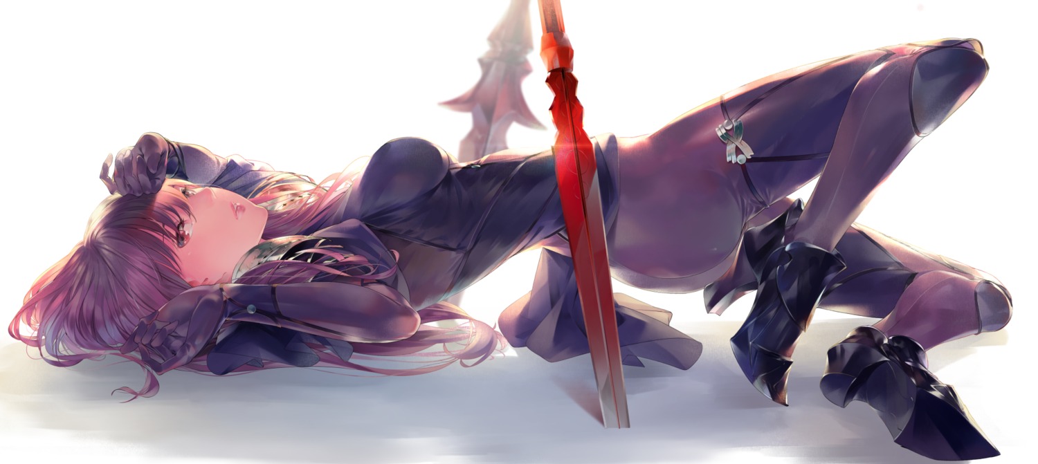 bodysuit fate/grand_order heels scathach_(fate/grand_order) sousou_(sousouworks) weapon