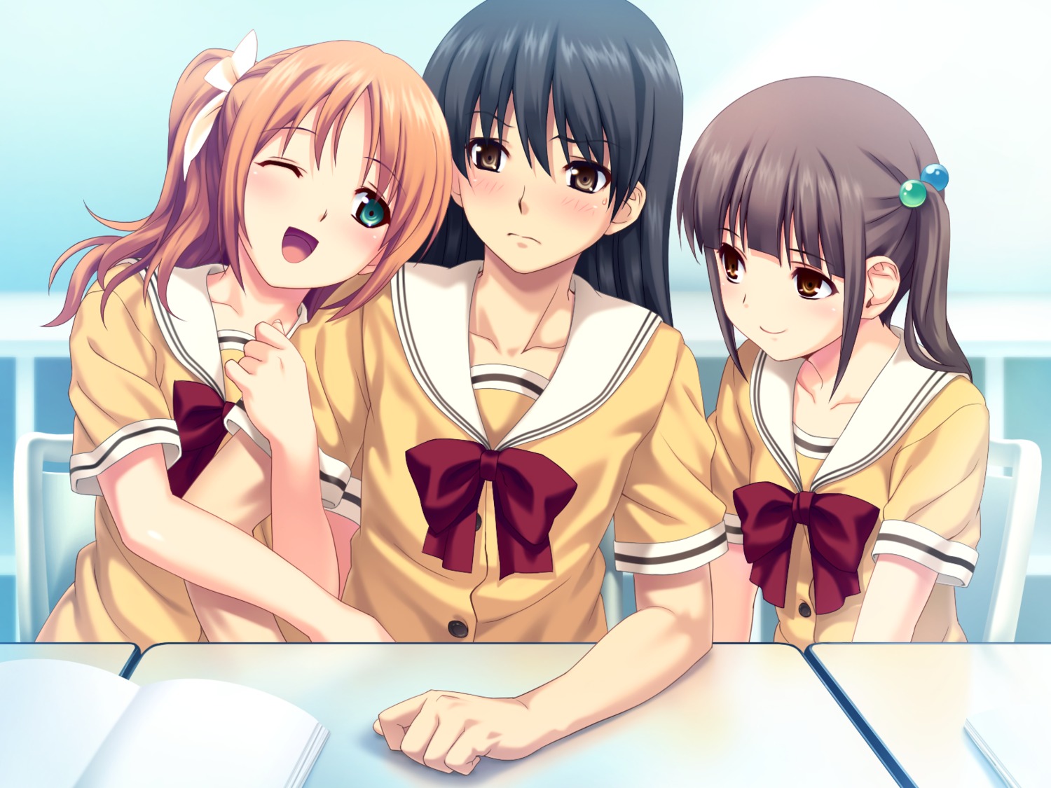 game_cg koutaro kusakari_kaito minazuki_izumi seifuku suzukaze_hotaru trap tropical_kiss twinkle