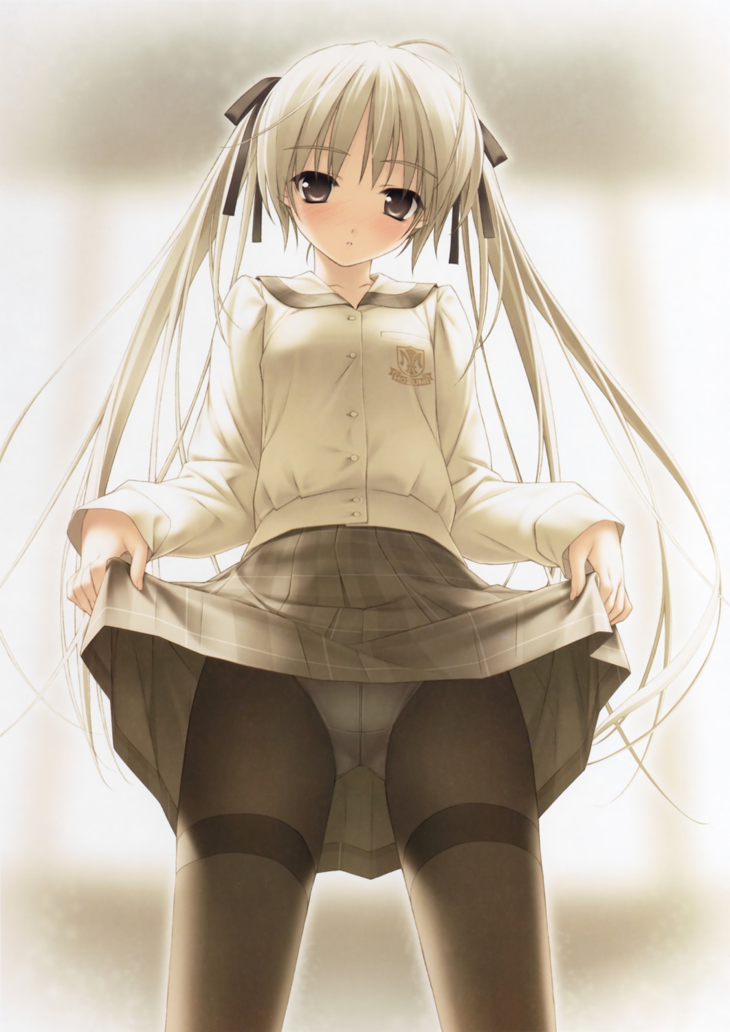 hashimoto_takashi kasugano_sora pantsu pantyhose seifuku skirt_lift yosuga_no_sora