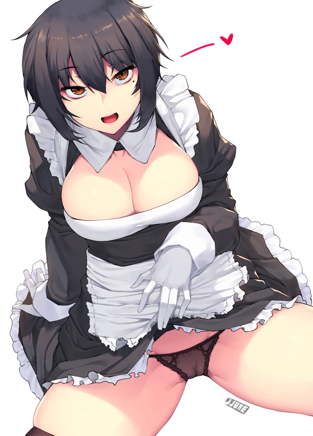 cameltoe cleavage jjune maid pantsu skirt_lift thighhighs