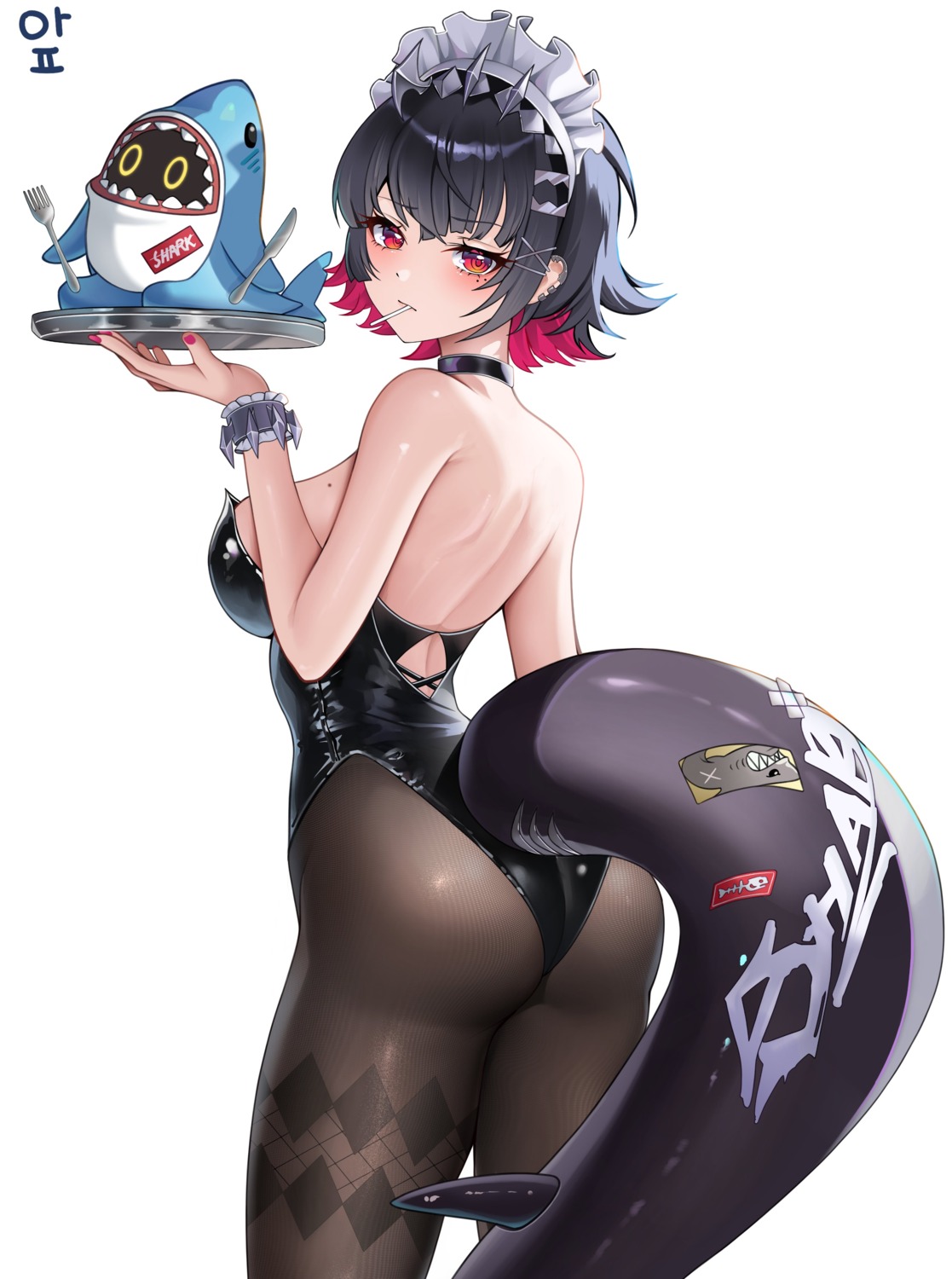 ass ellen_joe leotard maid no_bra pantyhose ssong2 tail waitress zenless_zone_zero