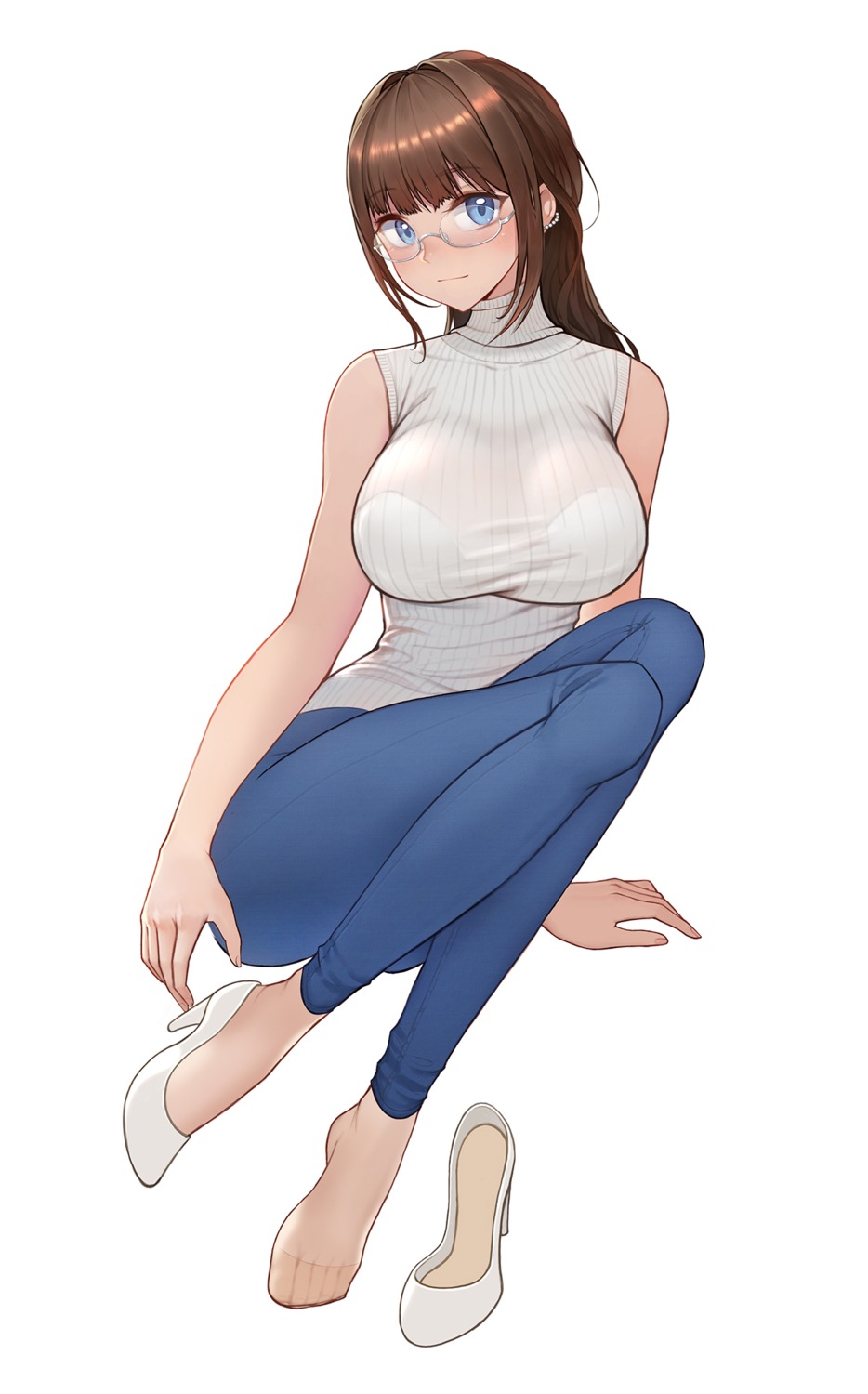 bra heels megane peter_pan_(adtc7243) see_through sweater