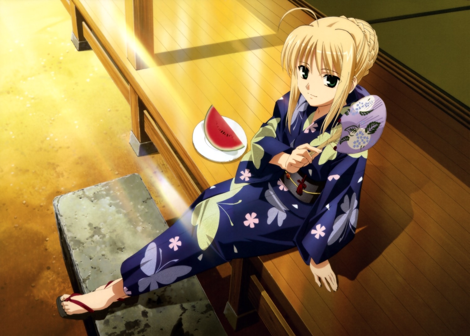 fate/stay_night ishino_satoshi saber yukata